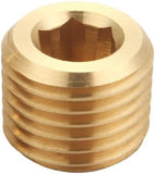 T TANYA HARDWARE 1/2" NPT Male Brass Pipe Plug Counter Sunk Internal Hex Thread Pipe Plug, Thread 0.75" OD, (5 Piece)