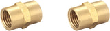 T TANYA HARDWARE Brass Coupling 1/4 Inch NPT Female x 1/4 Inch NPT Female, Hex Head Pipe Fitting, FNPT to FNPT Compressor Connector, Air Hose Adapter Brass Fittings, 0.5" ID × 0.5" ID, Pack of 2