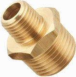T TANYA HARDWARE Brass Reducing Hex Nipple, 1/4 Inch NPT Male Pipe x 1/2 Inch NPT Male Pipe, Thread 0.5" OD to 0.75" OD, (4 Piece)