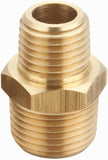 T TANYA HARDWARE 3/8 Inch Male to 1/4 Inch Male NPT Hex Nipples Reducer Adapter, NPT Brass Pipe Fittings Adapter, Brass Reducer Pipe Extension Connector, 0.625" OD × 0.5" OD, 5 Piece