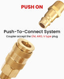 T TANYA HARDWARE Pro High Flow Coupler and Plug Kit (7 Piece), V Style, 1/4 Inch NPT, Solid Brass Quick Connect Air Fittings Set
