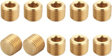 T TANYA HARDWARE Brass Pipe Fitting, Hex Counter Sunk Plug, 1/4 Inch NPT Male Pipe, Thread 0.5" OD, (10 Piece)