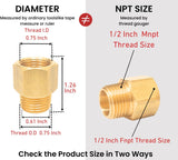 T TANYA HARDWARE Brass Fitting Reducer Adapter, 1/2 Inch NPT Male to 1/2 Inch NPT Female, Male to Female Pipe Adapter, Brass Pipe Extension Fittings, 0.75" OD × 0.75" ID, Pack of 2