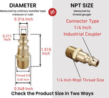 T TANYA HARDWARE Air Hose Fittings And Air Coupler Plug, Air Compressor Quick-Connect MNPT Male Plug Kit (Industrial Type D, 1/4-Inch NPT Male Thread, Solid Brass, 2 Piece)