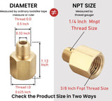 T TANYA HARDWARE Brass Bushing Nipple, Reducing Nipple, Reducer Adapter, 1/4 Inch NPT x 3/8 Inch NPT Pipe, (6 Piece), Brass Extension Connectors, 0.625" OD × 0.5" ID
