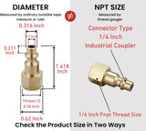 T TANYA HARDWARE Air Hose Fittings And Air Coupler Plug, Air Compressor Quick-Connect FNPT Female Plug Kit (Industrial Type D, 1/4-Inch NPT Female Thread, Solid Brass, 2 Piece)
