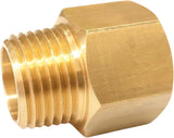 T TANYA HARDWARE Brass Fitting Reducer Adapter, 1/2 Inch NPT Male to 1/2 Inch NPT Female, Male to Female Pipe Adapter, Brass Pipe Extension Fittings, 0.75" OD × 0.75" ID, Pack of 2