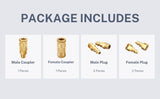 T TANYA HARDWARE Air Hose Fittings Quick Connect Brass Air Coupler and Plug Kit, Industrial Type D, 1/4 Inch NPT Air Compressor Fittings, (7 Piece)