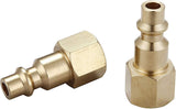 T TANYA HARDWARE Air Hose Fittings And Air Coupler Plug, Air Compressor Quick-Connect FNPT Female Plug Kit (Industrial Type D, 1/4-Inch NPT Female Thread, Solid Brass, 2 Piece)