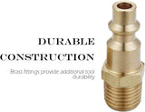 T TANYA HARDWARE Air Hose Fittings And Air Coupler Plug, Air Compressor Quick-Connect MNPT Male Plug Kit (Industrial Type D, 1/4-Inch NPT Male Thread, Solid Brass, 2 Piece)