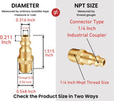 T TANYA HARDWARE Coupler and Plug Kit (14 Piece), Industrial Type D, 1/4 Inch NPT, Solid Brass Quick Connect Air Hose Fittings Set, with Sealant