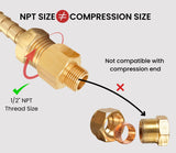 T TANYA HARDWARE 2 Pack Brass Pipe Fittings, 1/2" NPT Female to 3/8" NPT Male Reducer Adapter, Solid Brass Pipe Extension Connectors, Thread 0.75" ID × 0.625" OD, 300 Psi