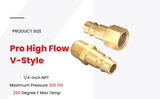 T TANYA HARDWARE Pro High Flow Coupler and Plug Kit (7 Piece), V Style, 1/4 Inch NPT, Solid Brass Quick Connect Air Fittings Set