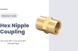 T TANYA HARDWARE Brass Coupling 1/4 Inch NPT Female x 1/4 Inch NPT Female Hex Head Pipe Fitting, Pack of 10, Compressor connector 1/4 fnpt to 1/4 fnpt Coupler, Air Hose Adapter Brass Fittings