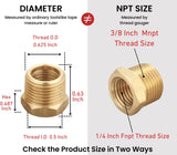 T TANYA HARDWARE Brass Bushing Nipple, Reducing Nipple, Reducer Adapter, 1/4 Inch NPT x 3/8 Inch NPT Pipe, (6 Piece), Brass Extension Connectors, 0.625" OD × 0.5" ID