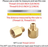 3/8 Inch NPT Female to 1/4 Inch NPT Male Reducer Adapter, Brass Pipe Fittings Adapter, Brass Reducer Pipe Extension Connector, 0.625" ID × 0.5" OD, Pack of 2