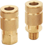 T TANYA HARDWARE Coupler and Plug Kit (7 Piece), Automotive Type C, 1/4 Inch NPT, Solid Brass Quick Connect Air Fittings Set