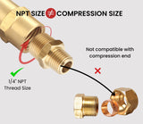 T TANYA HARDWARE 3/8 Inch Male to 1/4 Inch Male NPT Hex Nipples Reducer Adapter, NPT Brass Pipe Fittings Adapter, Brass Reducer Pipe Extension Connector, 0.625" OD × 0.5" OD, 5 Piece