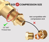 T TANYA HARDWARE 1/2 Inch Male to 3/8 Inch Male NPT Adapter, Brass Reducing Hex Nipple, Thread 0.75" OD to 0.625" OD, Pack of 4