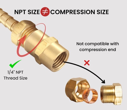 Pipe Fitting and Air Hose Fitings, Hex Nipple Coupling Set - 1/4-Inch NPT x 1/4-Inch NPT,Solid Brass, Female Pipe- 10 Piece