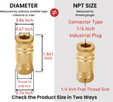 Coupler and Plug Kit (7 Piece), Industrial Type D, 1/4 Inch NPT, Solid Brass Quick Connect Air Hose Fittings Set, with sealant