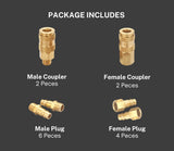 T TANYA HARDWARE Pro High Flow Coupler and Plug Kit (14 Piece), V Style, 1/4 Inch, NPT, Solid Brass Quick Connect Air Fittings Set