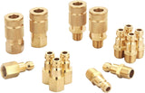 T TANYA HARDWARE Coupler and Plug Kit (14 Piece), Automotive Type C, 1/4 Inch NPT, Solid Brass Quick Connect Air Fittings Set