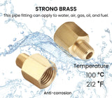 Brass Pipe Fitting, Adapter, 1/8 Inch NPT Male Pipe x 1/4 Inch NPT Female Pipe, Pack of 5