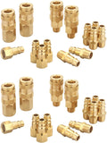 T TANYA HARDWARE Brass 1/4 Inch NPT High Flow Air Coupler and Plug Kit, Air Hose Quick Connect Adapter, V Style, Air Compressor Fittings, (28 Piece)