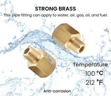 3/8 Inch NPT Female to 1/4 Inch NPT Male Reducer Adapter, Brass Pipe Fittings Adapter, Brass Reducer Pipe Extension Connector, 0.625" ID × 0.5" OD, Pack of 2