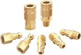 T TANYA HARDWARE Coupler and Plug Kit (7 Piece), Automotive Type C, 1/4 Inch NPT, Solid Brass Quick Connect Air Fittings Set