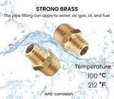 T TANYA HARDWARE 3/8 Inch Male to 1/4 Inch Male NPT Hex Nipples Reducer Adapter, NPT Brass Pipe Fittings Adapter, Brass Reducer Pipe Extension Connector, 0.625" OD × 0.5" OD, 5 Piece