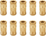 1/4-Inch Brass Female Industrial Coupler, 10 Pack 1/4 Inch Air Hose Fittings NPT Female Quick Connector Air Coupler for Professional Jobsites and Automotive Shops