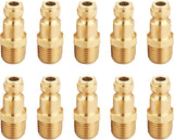 Brass 1/4 Inch NPT Male Automotive Type C, Air Hose Quick Connect Adapter, Air Coupler and Plug Kit, Air Compressor Fittings, 10pcs (Male NPT)