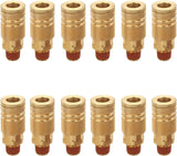 T TANYA HARDWARE 1/4 Inch Brass Male Industrial Coupler, 12 Pack 1/4 Inch Air Hose Fittings NPT Male Quick Connector Air Coupler with sealant for Professional Jobsites and Automotive Shops