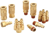 T TANYA HARDWARE Coupler and Plug Kit (14 Piece), Industrial Type D, 1/4 Inch NPT, Solid Brass Quick Connect Air Hose Fittings Set, with Sealant