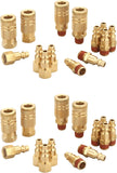 T TANYA HARDWARE Coupler and Plug Kit (28 Piece), Industrial Type D, 1/4 Inch NPT, Solid Brass Quick Connect Air Hose Fittings Set, with Sealant