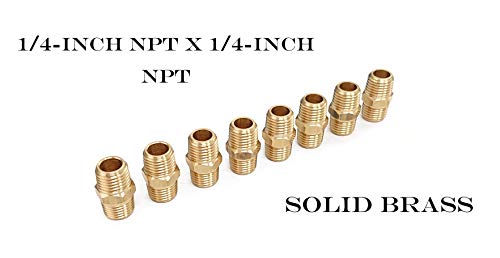 Hex Nipple Coupling Set, 1/4-Inch NPT x 1/4-Inch NPT, Brass Male Pipe (10 Piece)